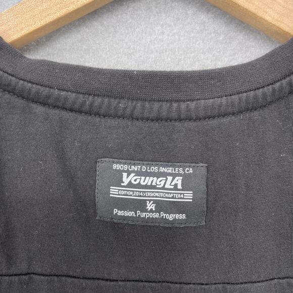 YoungLA T-shirt Unisex size Medium Black Model 412 Short Sleeve Fitted - Picture 8 of 11